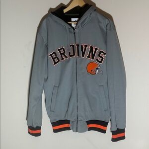 NFL Cleveland Browns Mens Medium Full Zip Hoodie Grey Fleece Lined Jacket Jacket